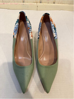 Women's Unbranded Green Floral Pointed Toe Heels Size 10.5